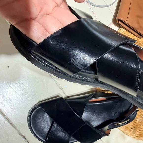 Bared footwear Black Leather Crisscross Sandals - Picture 2 of 7